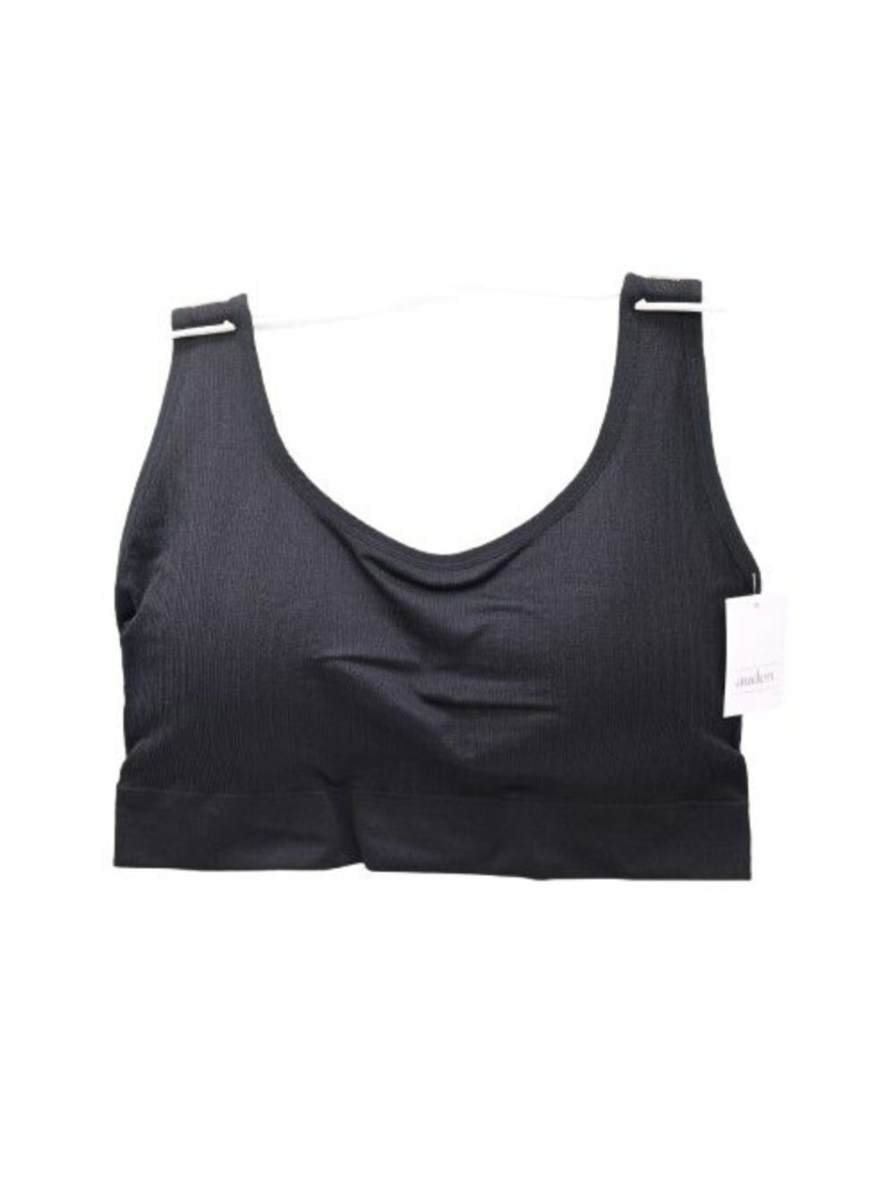 NEW Auden Lightly Lined Seamless Bralette Black Size 1X Neutral Removable Pads - Picture 2 of 7